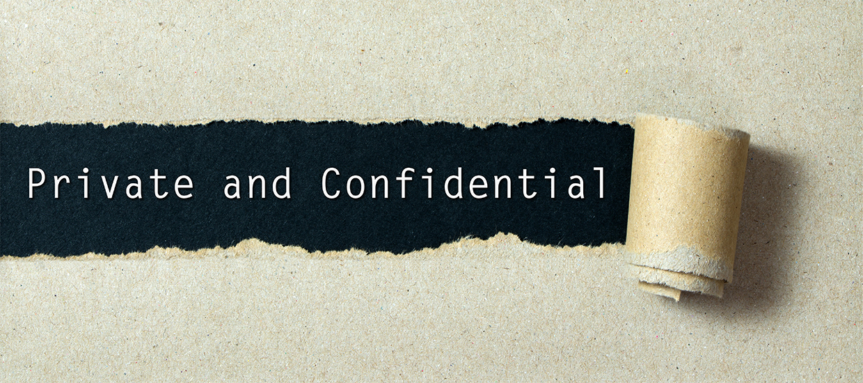 Image with the words Private and Confidential featured on a package