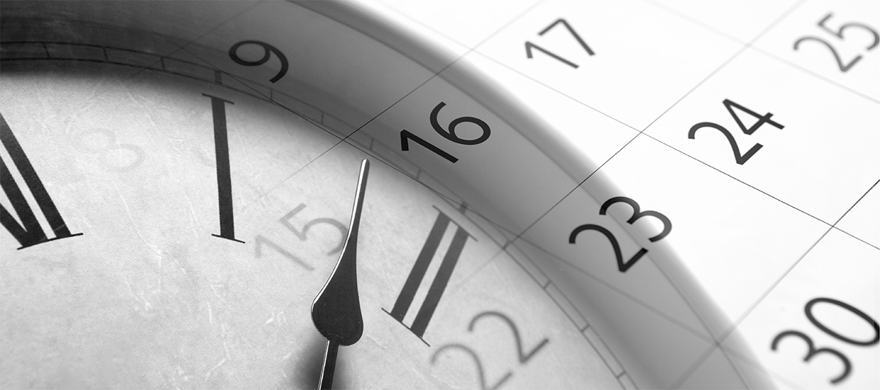 Image of a Clock and Calendar dates